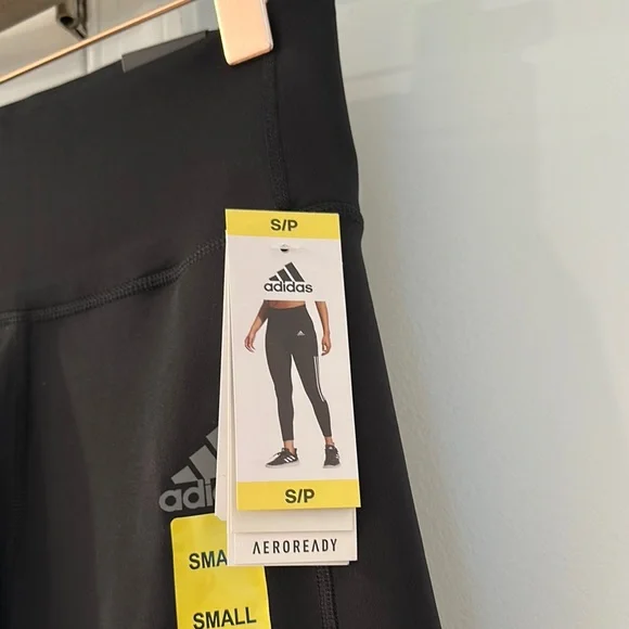 NWT Adidas Black Leggings with Gray Stripes - Picture 7 of 14